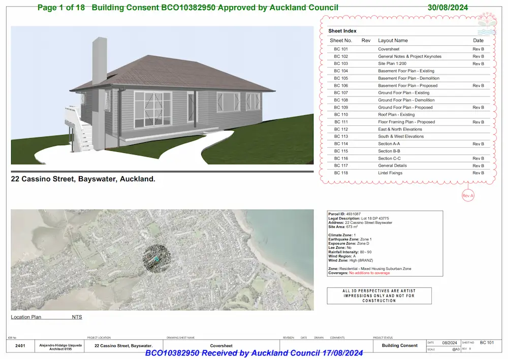 Approved building consent – Bayswater, Auckland