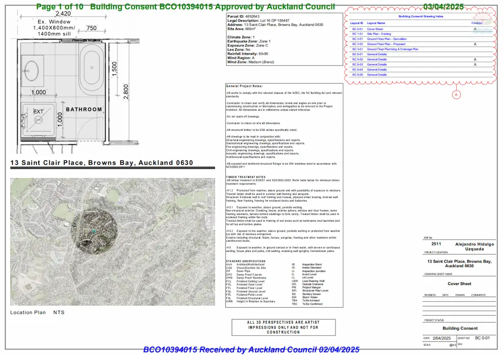 Approved building consent – Browns Bay, Auckland