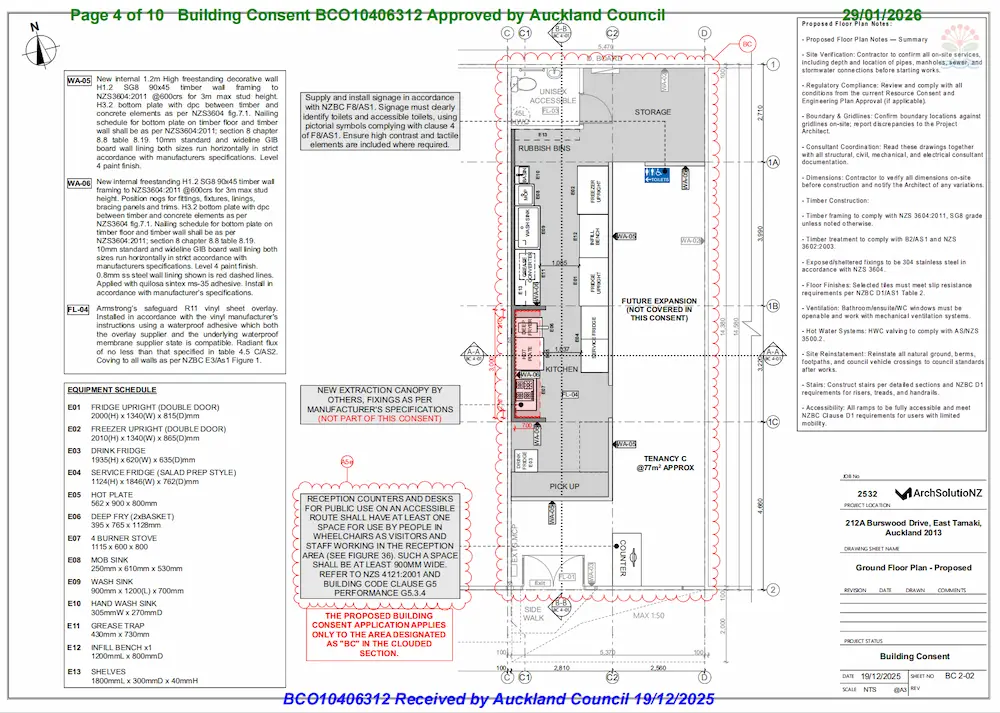 Approved building consent – East Tāmaki, Auckland