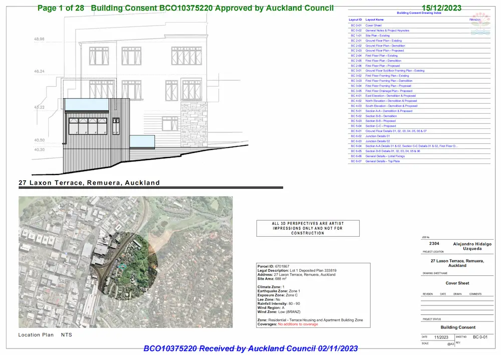 Approved building consent – Remuera, Auckland
