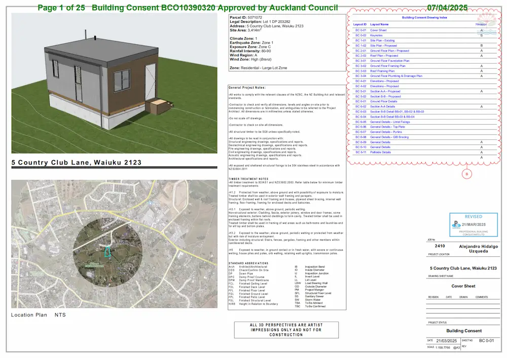 Approved building consent – Waiuku, Auckland
